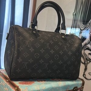 Elegant Black Monogram Satchel
